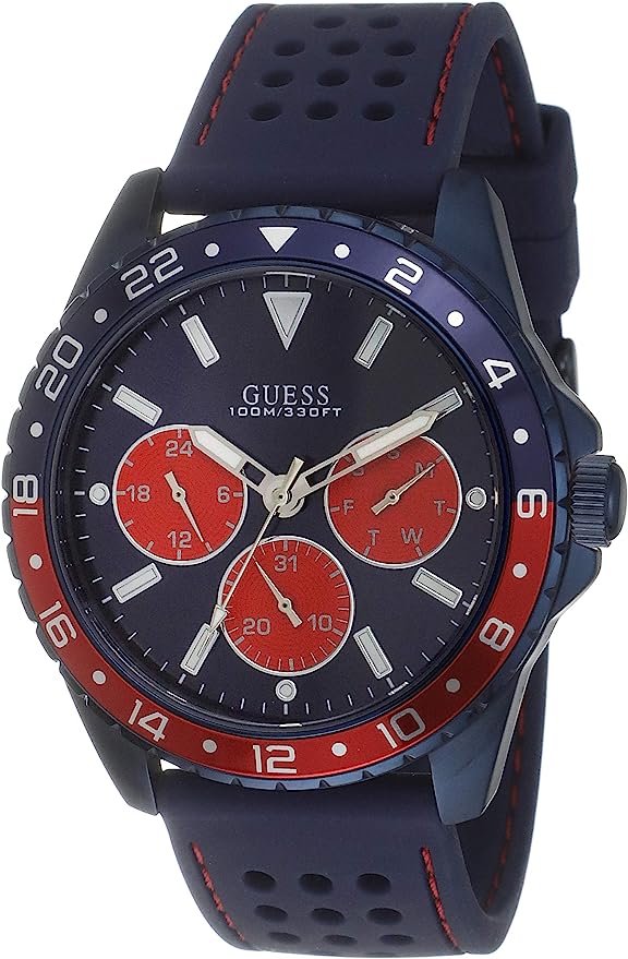 Guess Men's Blue Analog Silicone Band  Men's Watch  W1108G1 - The Watches Men & CO