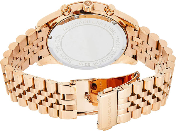 Michael Kors Lexington Chronograph Rose Dial Rose Gold-plated Men's Watch MK8319