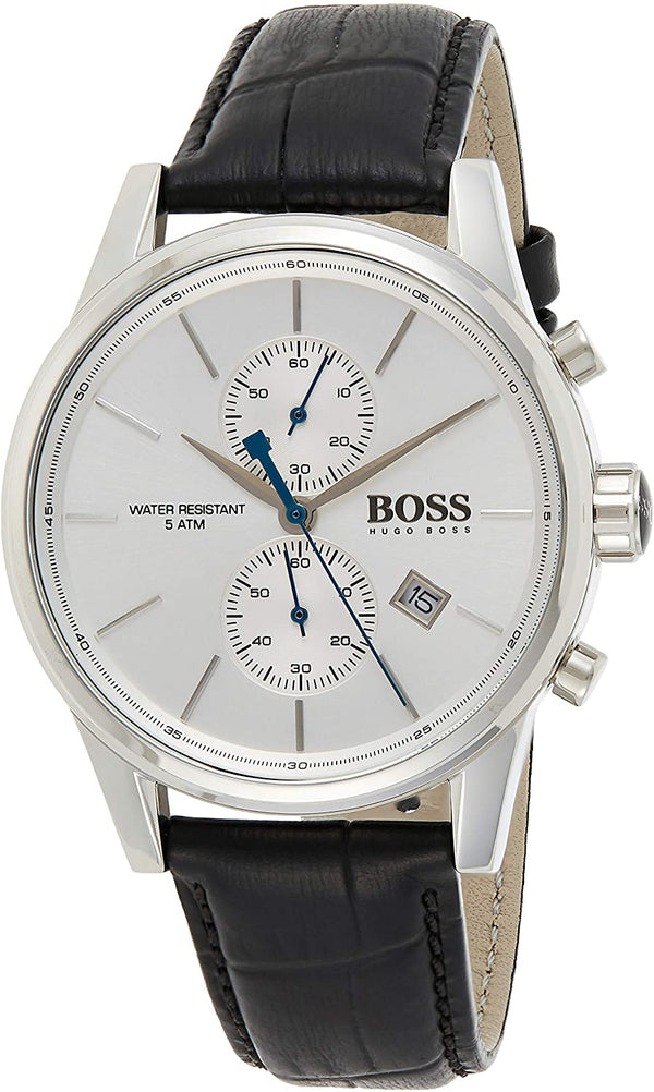 Hugo Boss Jet Black Dial Leather Strap Men's Watch  HB1513282 - The Watches Men & CO