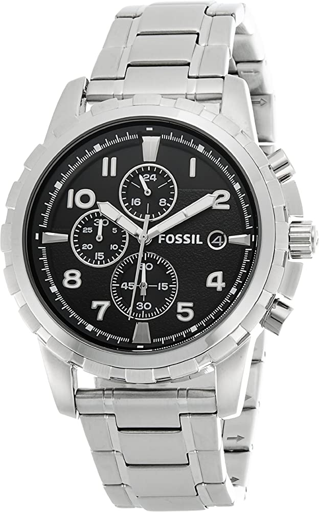 Fossil Dean Chronograph  Black Dial Stainless Steel Men's Watch FS4542