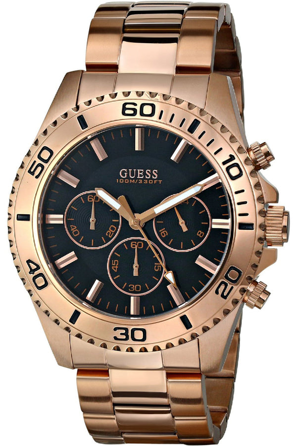 Guess Trend Black/Rose Gold Colored Steel Men's Watch  W0170G3 - The Watches Men & CO