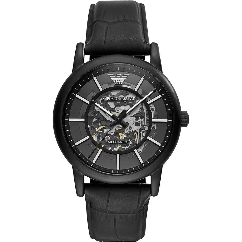 Emporio Armani Luigi Automatic Black Leather Men s Watch AR60008