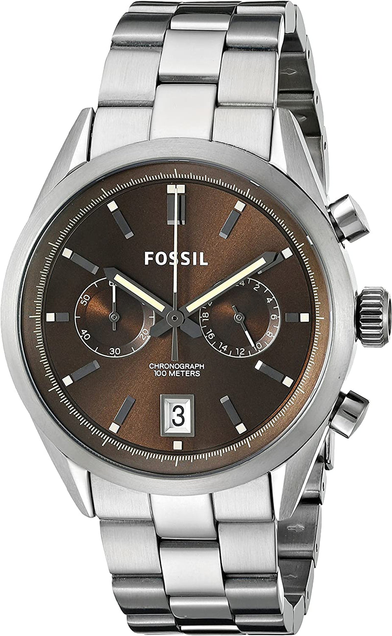 Fossil Del Rey Smoke Stainless Steel Brown Dial Men's Watch  CH2992 - The Watches Men & CO