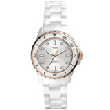 Fossil FB-01 Ceramic Crystal White Dial Ladies Watch CE1107