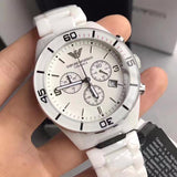 Emporio Armani White Ceramic Chronograph Ladies Watch AR1424
