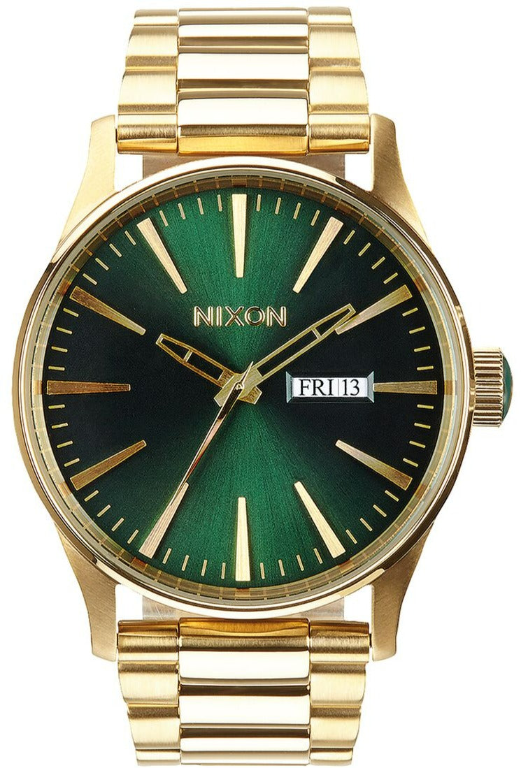 Nixon Sentry Stainless Steel Gold & Green Sunray Men's Watch  A356-1919 - The Watches Men & CO