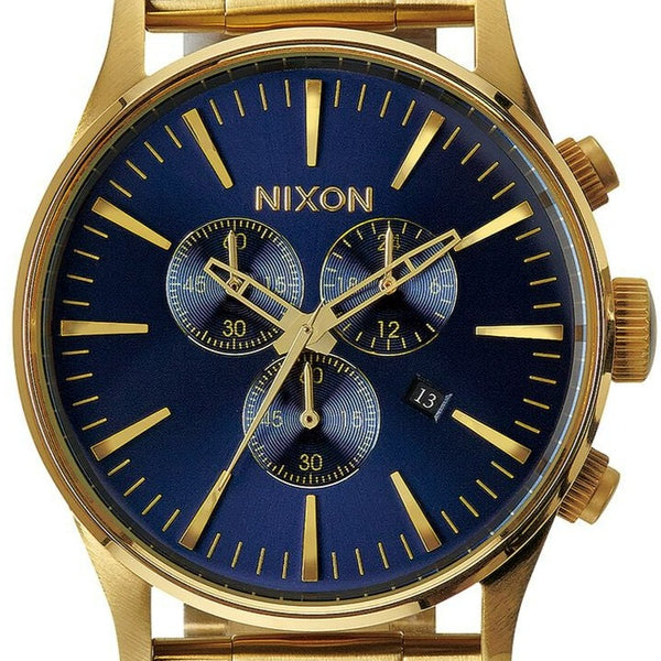 Nixon sentry 2024 chrono gold blue