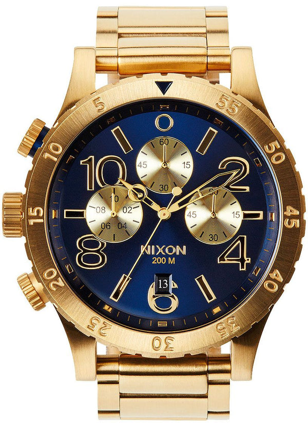 Nixon 48-20 Chrono Blue Dial Gold PVD Men's Watch  A486-1922 - The Watches Men & CO