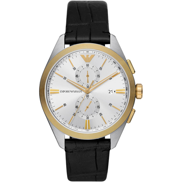 Emporio Armani Chronograph Black Leather Men's Watch  AR11498 - The Watches Men & CO