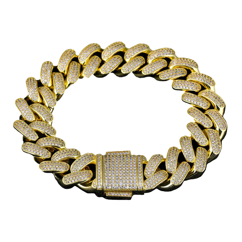 Big Daddy 18mm Chunky Iced Out Diamond Gold Cuban Bracelet