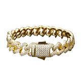 Big Daddy 12mm Iced Out Diamond Gold Prong Cuban Bracelet