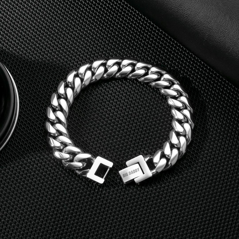 Big Daddy 10mm Silver Cuban Link Bracelet