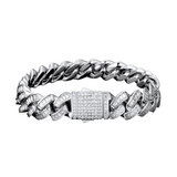 Big Daddy 12mm Iced Out Diamond Silver Cuban Baguette Bracelet