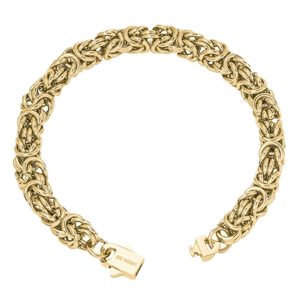Big Daddy 8MM Byzantine Link Gold Bracelet
