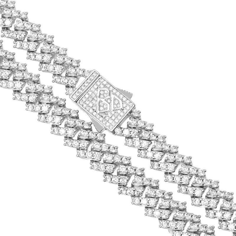 Big Daddy 9MM Diamond Prong Silver Cuban Link Chain