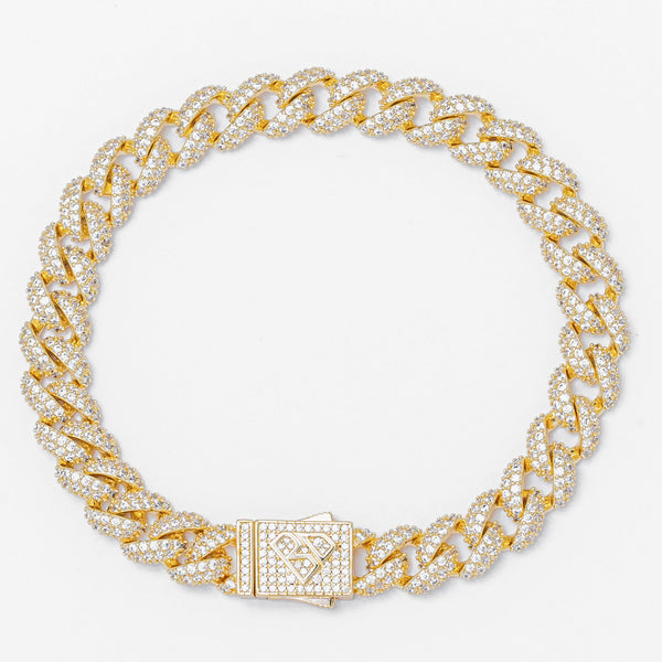 Big Daddy 9MM Diamond Curb Gold Bracelet