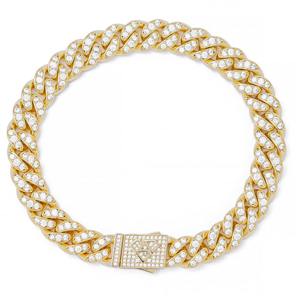 Big Daddy 10MM Iced Out Cuban Link Gold Bracelet