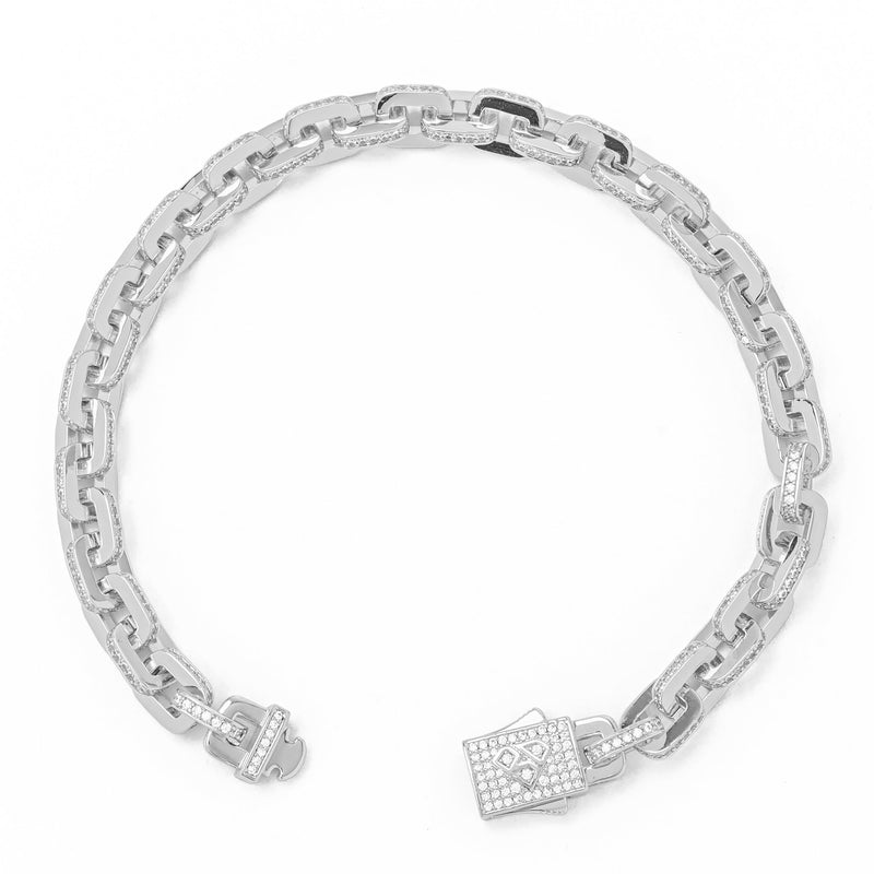 Big Daddy 10MM Anchor Mariner Bullet Diamond & Silver Link Bracelet