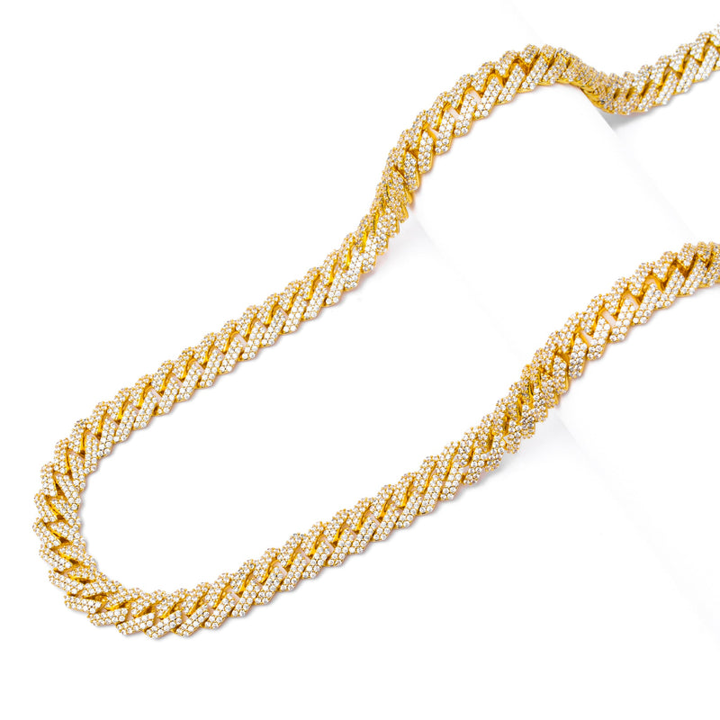 Big Daddy 12MM Straight Edge Cuban Diamond Gold Chain