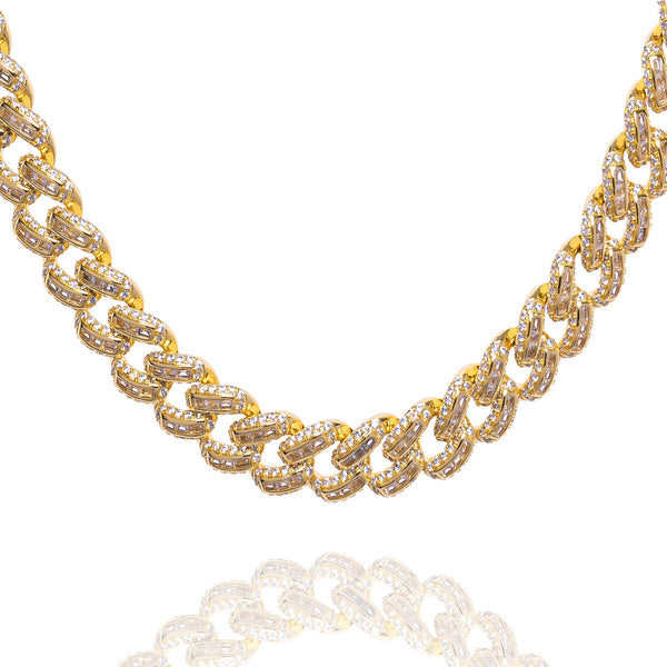 Big Daddy 12MM Baguette Miami Cuban Link Gold Chain