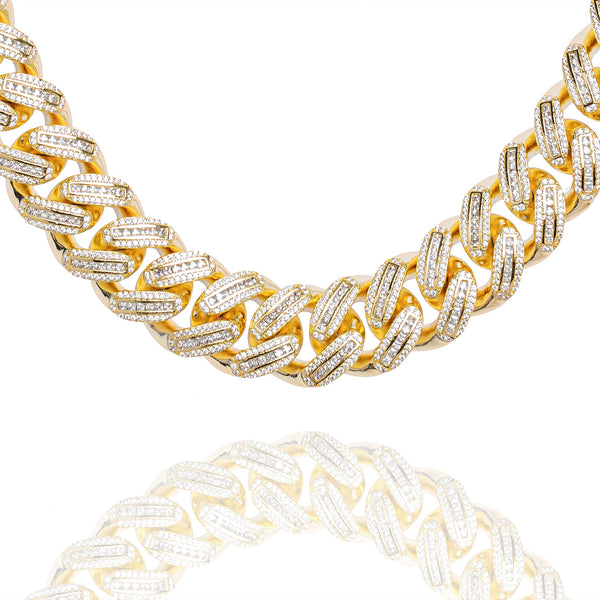 Big Daddy 18MM Baguette Gold Iced Out Cuban Link Chain
