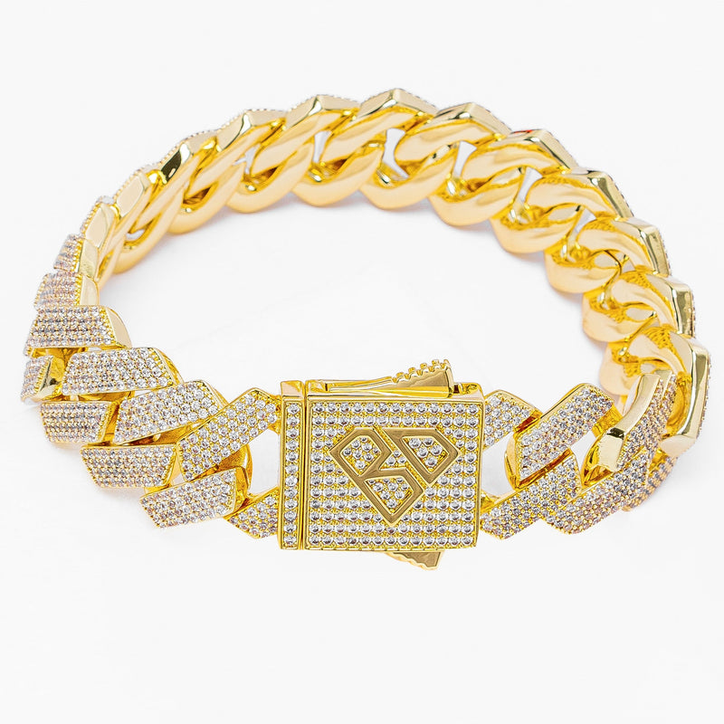 Big Daddy 20MM Iced Out Cuban Link Gold Bracelet