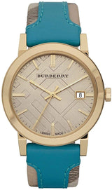 Burberry Turquoise Leather Nova Check 38mm Women's Watch BU9018
