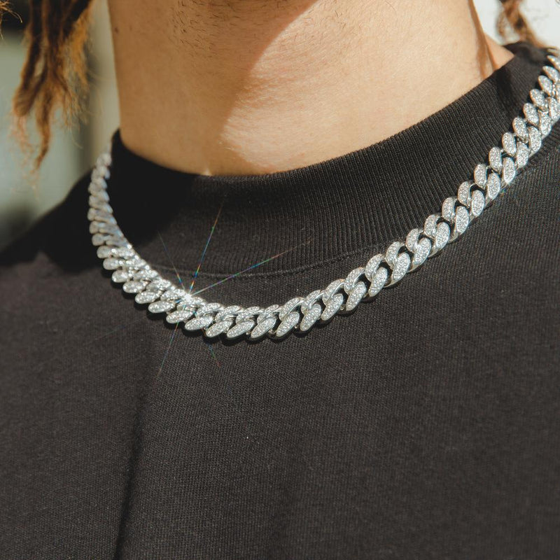 Big Daddy 8mm Silver & Diamond Cuban Link Chain