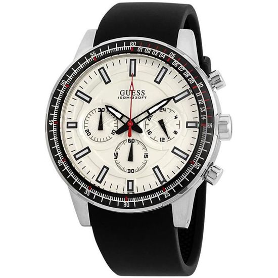 Guess Men's White Dial Silicone Band Men's Watch  W0802G1 - The Watches Men & CO