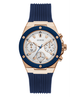 Guess Rose Gold Tone Blue Silicone Women's Watch GW0030L5