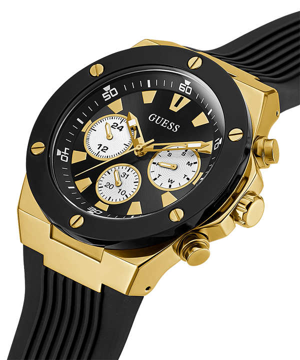 Guess Gold Case Black Strap Men's Watch GW0057G1