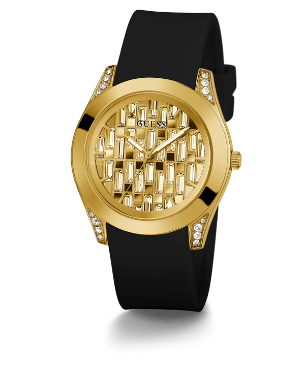 Guess Clarity Gold Tone Case Silicone Women's Watch GW0109L1