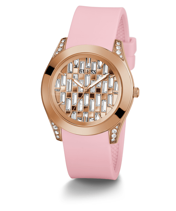 Guess Clarity Pink Tone Silicone Strap Women's Watch GW0109L2