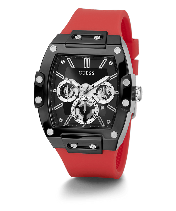 Guess Black Case Red Silicone Men's Watch GW0203G4