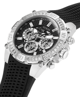 Guess Trophy Silver Tone Silicone Strap Men's Watch GW0333G1