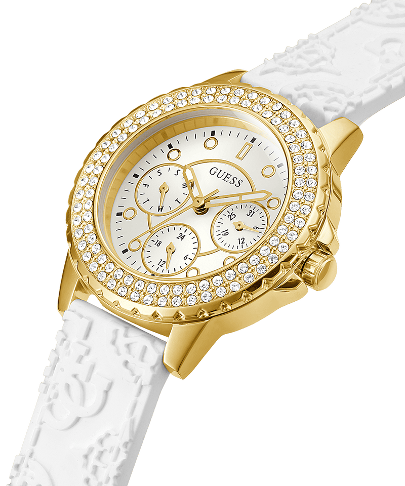 Guess Crown Jewel White Silicone Strap Women's Watch GW0411L1