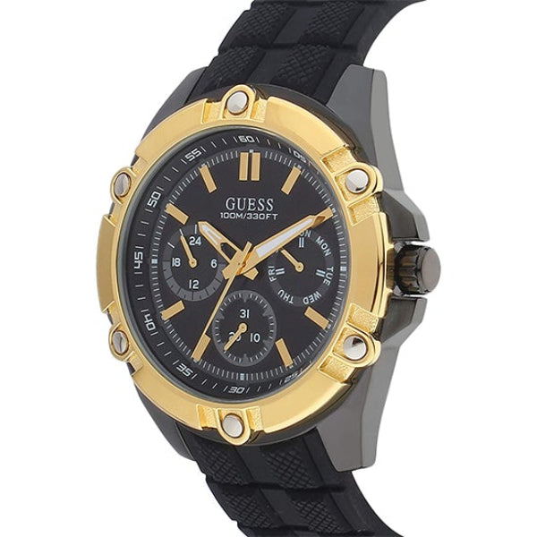 Guess Caliber Black Silicone Strap Strap Black Dial Chronograph Quartz Men's Watch W0864G3 - The Watches Men & CO #2