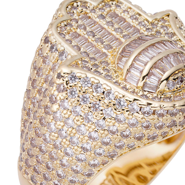 Big Daddy "Hamsa Hand" Baguette Iced Out Ring