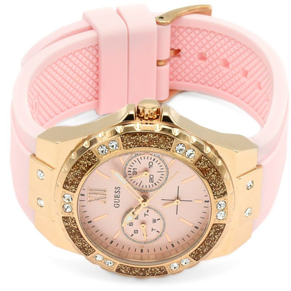 Guess Limelight Crystal Pink Dial Pink Silicone Ladies Watch W1053L3