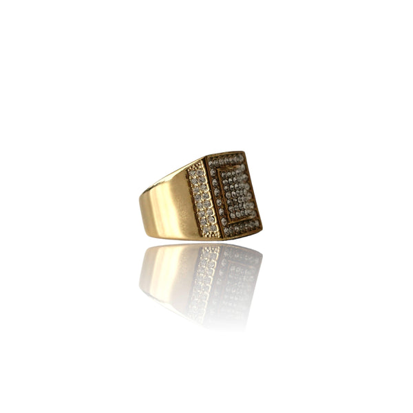 Big Daddy Iced Pave Square Gold Ring