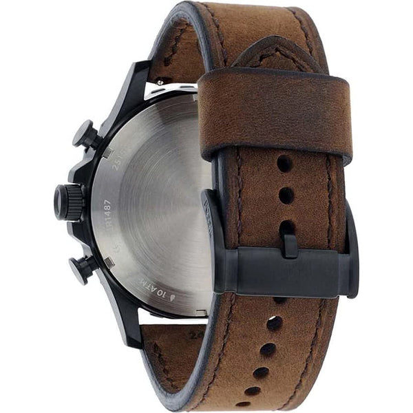 Fossil Nate Chronograph Brown Dial Brown Leather Men's Watch JR1487