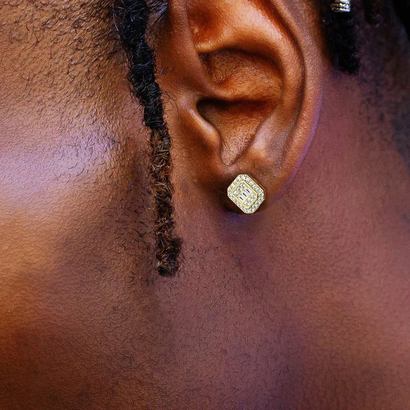 Big Daddy Rectangle Diamond Stud Earrings