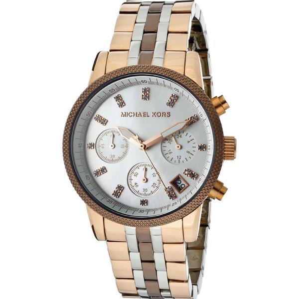 Michael Kors Ritz Champagne White Dial Tri-Tone Ladies Watch MK5642 - The Watches Men & CO #2