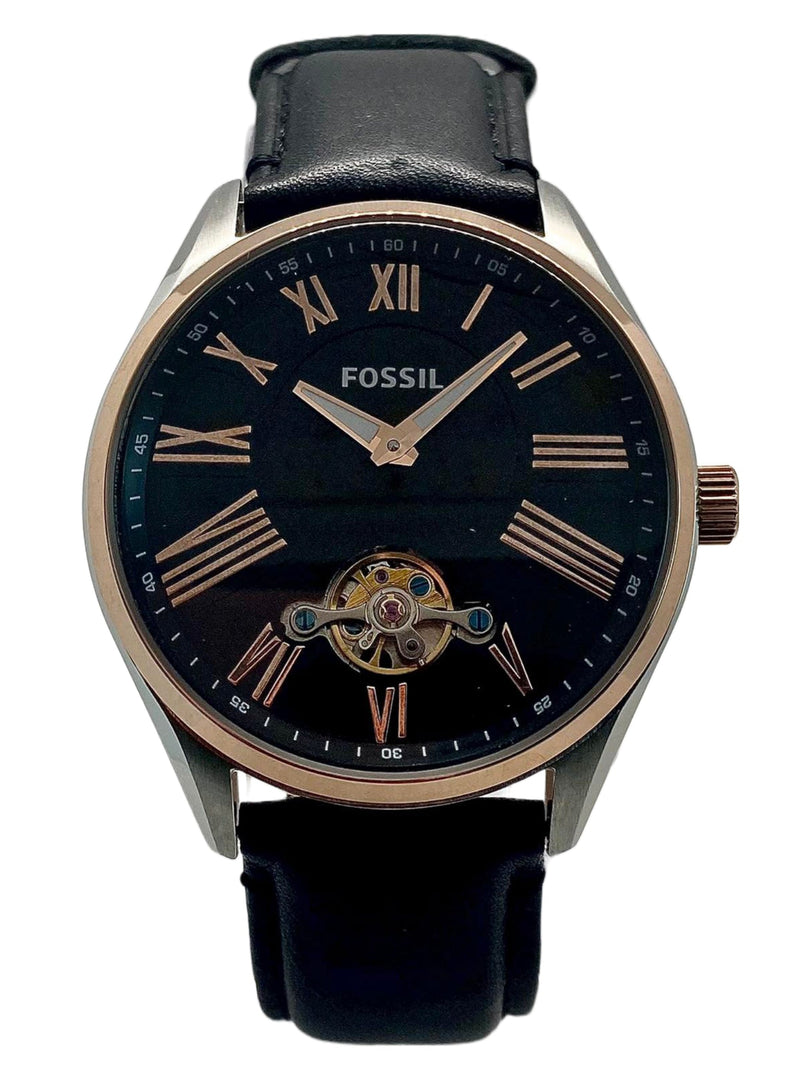 Fossil Black Dial Leather Strap Automatic Men's Watch  BQ1143 - The Watches Men & CO