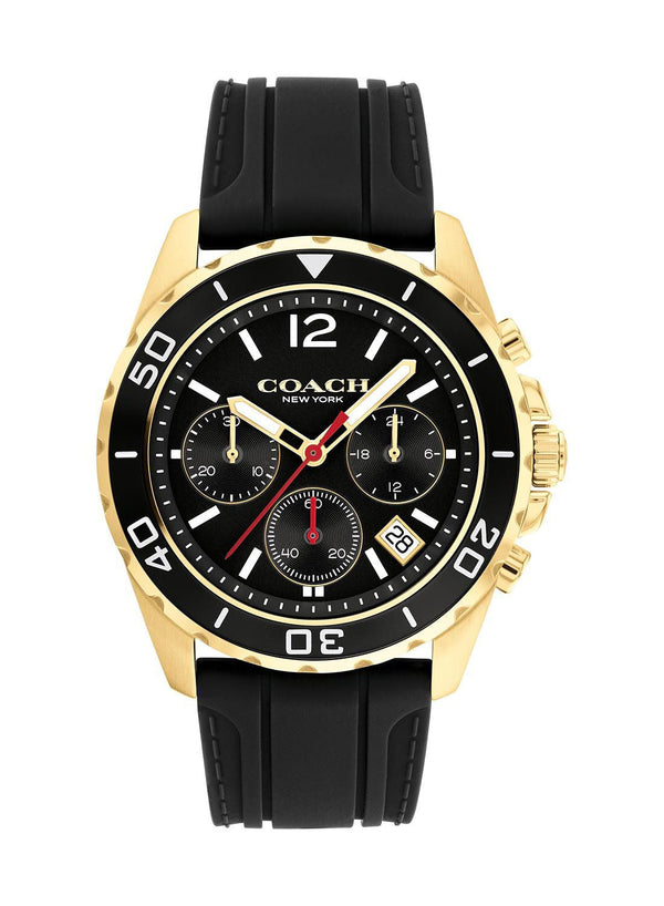 Coach Kent Black Silicon Strap Gold Men's Watch  14602564 - The Watches Men & CO