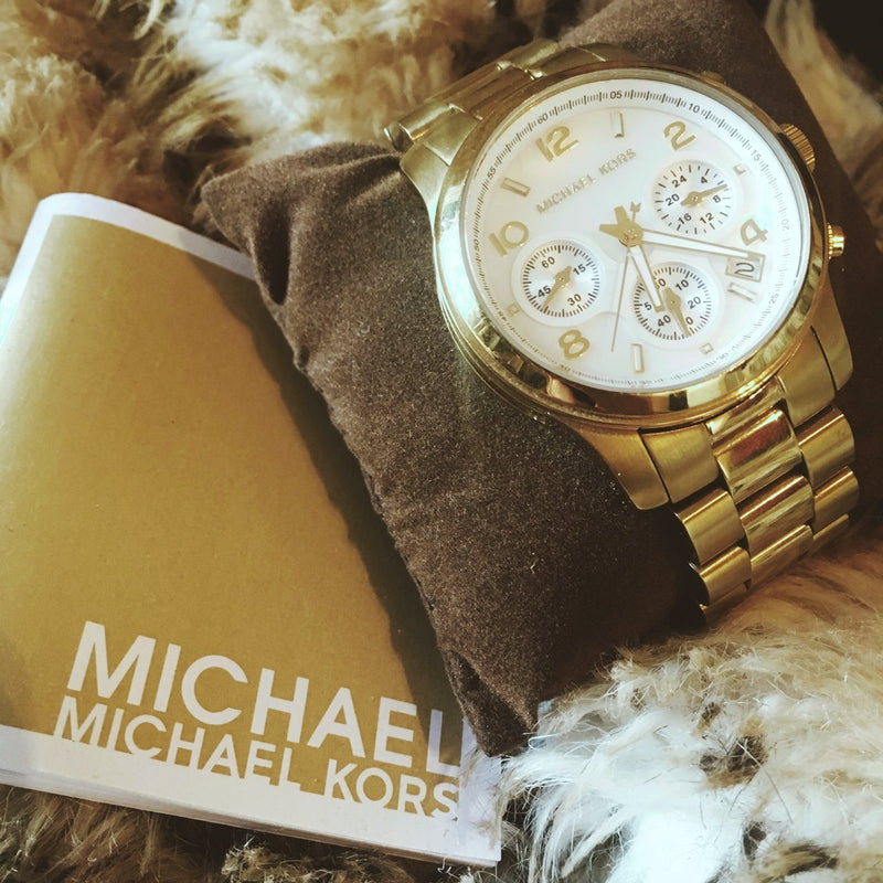 Michael Kors Mother Pearl Chrono Gold Watch MK5305 - The Watches Men & CO #5