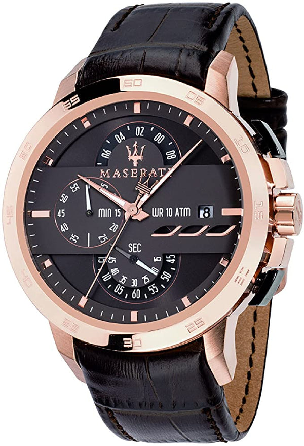 Maserati Chronograph Brown Dial Leather Men's Watch  R8871619001 - The Watches Men & CO