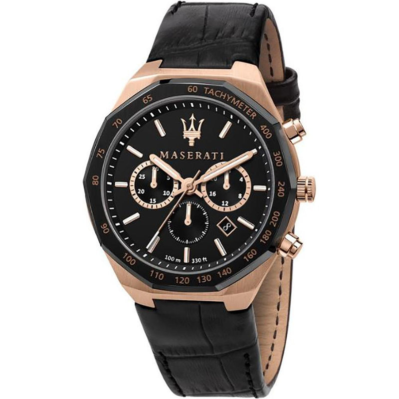 Maserati Black Leather Quartz Fashion Men's Watch  R8871642001 - The Watches Men & CO