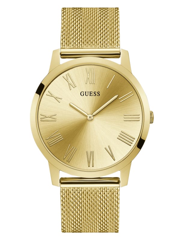 Guess Gold Tone Mesh Bracelet Men's Watch W1263G2