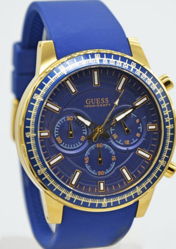 Guess Multi-Function Blue Chronograph Silicone Men's Watch W0802G2